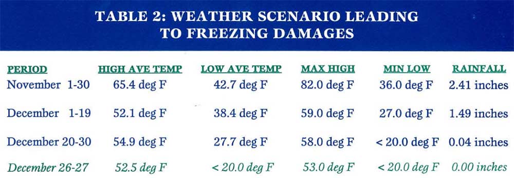 Weather Scenario Leading to Freezing Damage